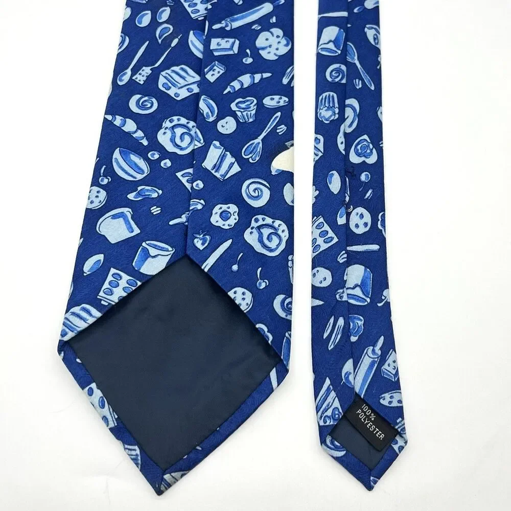 VTG Pillsbury Doughboy Cookin’ Neck Tie Blue AOP 1998 Ralph Marlin Baker Chef